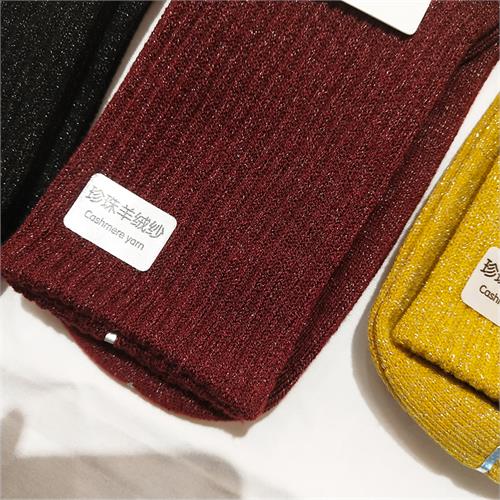 女士羊绒金银丝长筒袜