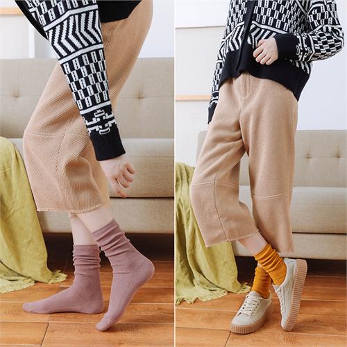 高端经典细竖条堆堆女袜12