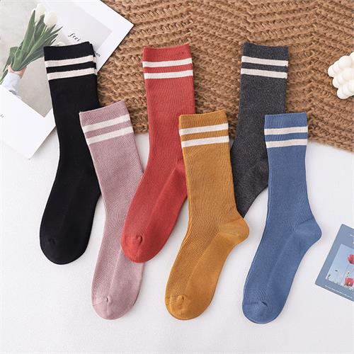 高端学院风两条杠堆堆女袜12