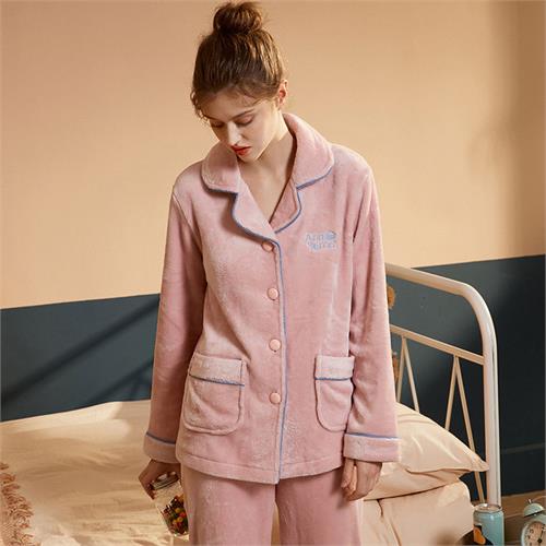 双面法莱绒女套装