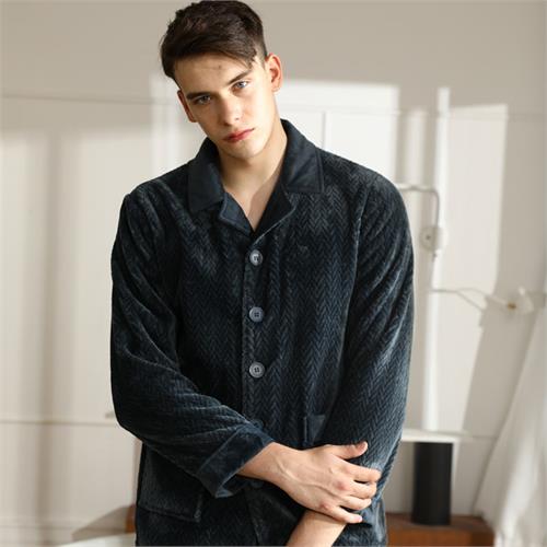 双面法莱绒男套装