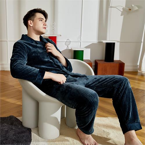 双面法莱绒男套装