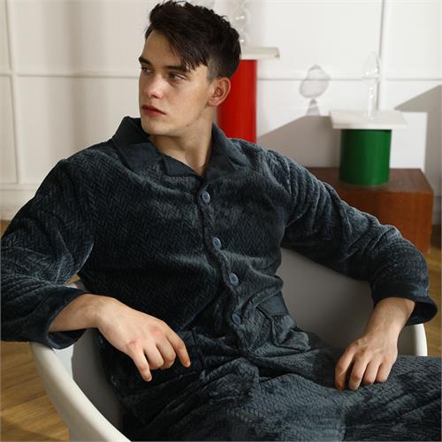 双面法莱绒男套装