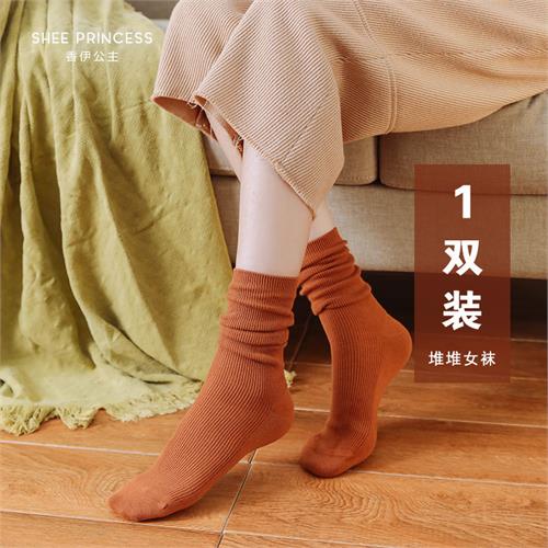 高端经典细竖条堆堆女袜12