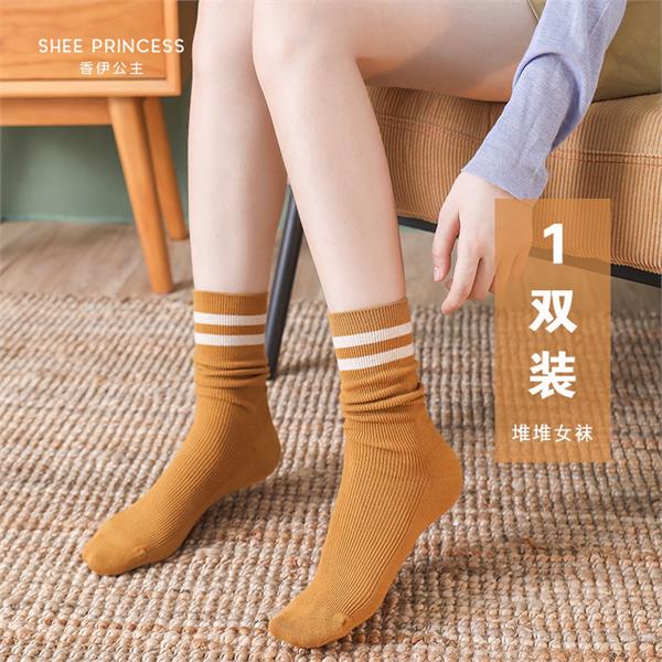 高端学院风两条杠堆堆女袜12