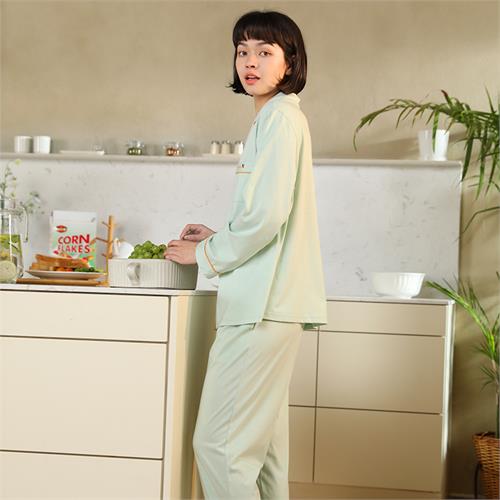 针织纯棉长袖女套装