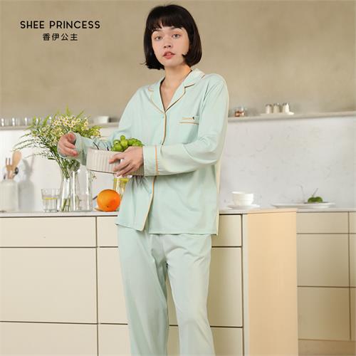 针织纯棉长袖女套装