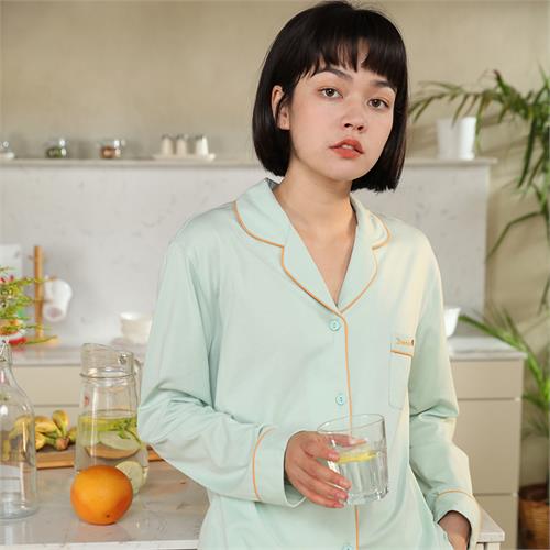 针织纯棉长袖女套装