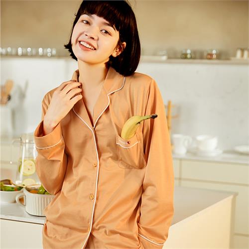 针织纯棉长袖女套装