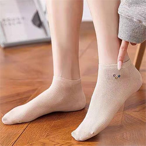 高端日系小星星刺绣女船袜12