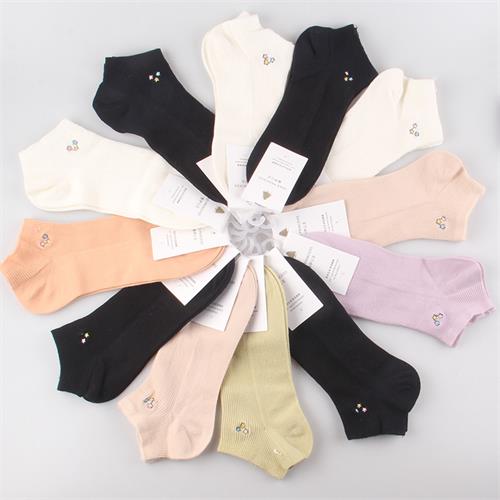 高端日系小星星刺绣女船袜12