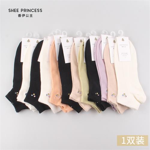 高端日系小星星刺绣女船袜12