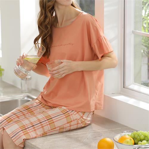 丝光棉+梭织女套装