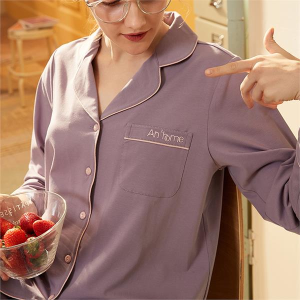 针织纯棉长袖女套装