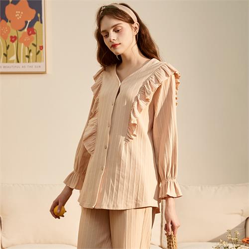 罗纹针织女士套装