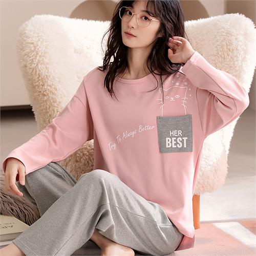 针织纯棉女套装