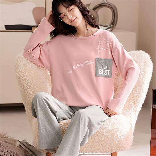 针织纯棉女套装