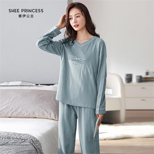 针织纯棉女套装