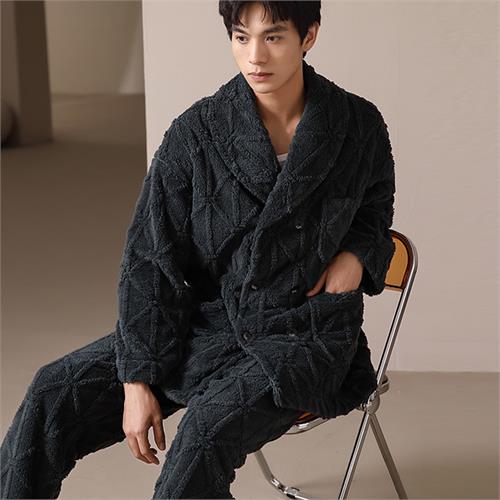 厚款泡芙绒男套装