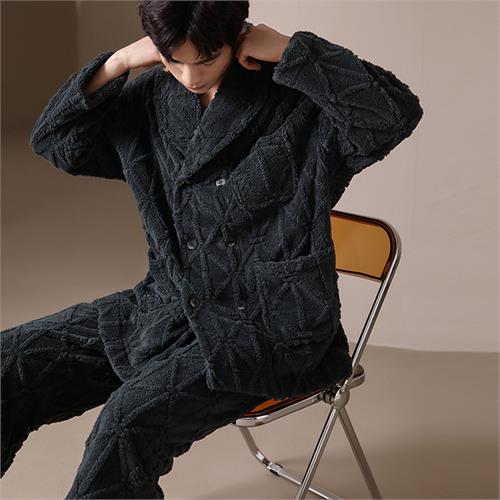 厚款泡芙绒男套装
