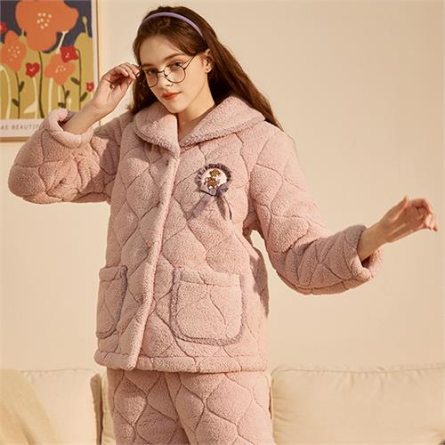 糯米绒加厚夹棉女套装