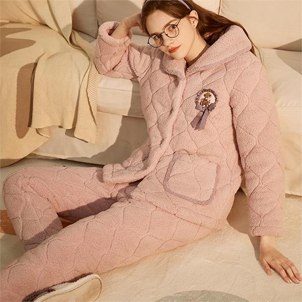 糯米绒加厚夹棉女套装