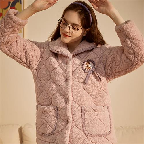 糯米绒加厚夹棉女套装