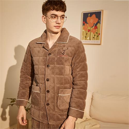 男士加厚夹棉套装