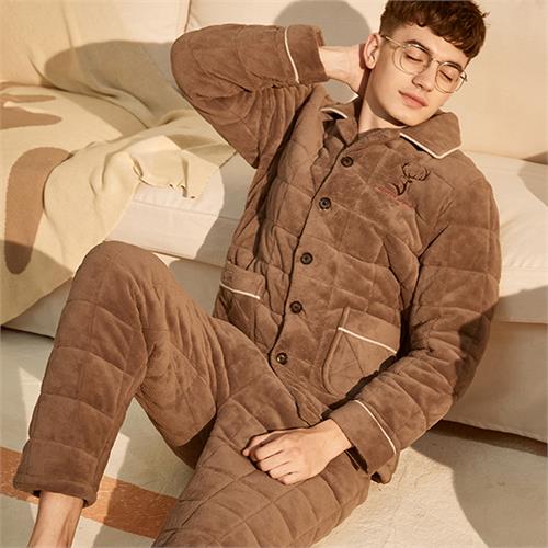 男士加厚夹棉套装