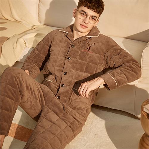 男士加厚夹棉套装