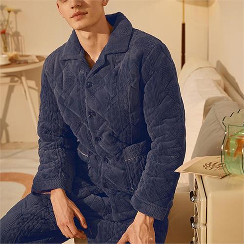 泡芙绒剪花男套装