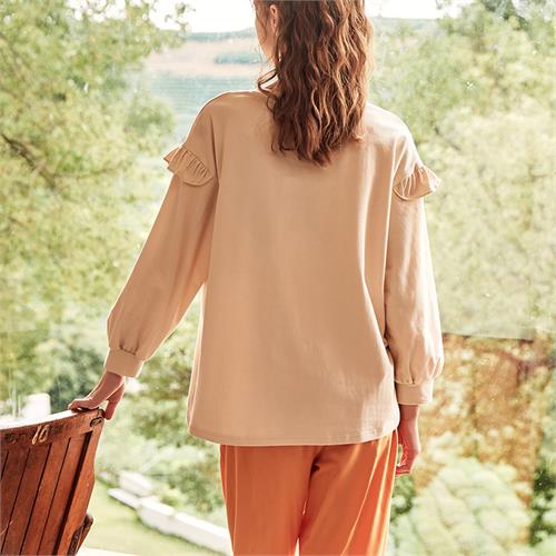 长袖针织纯棉女套装