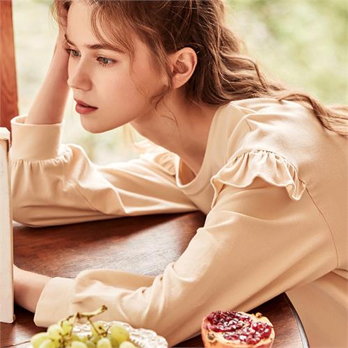 长袖针织纯棉女套装