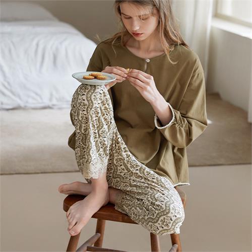 针织纯棉女套装