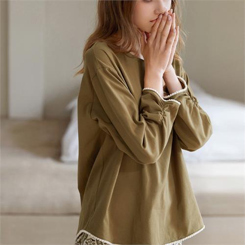 针织纯棉女套装