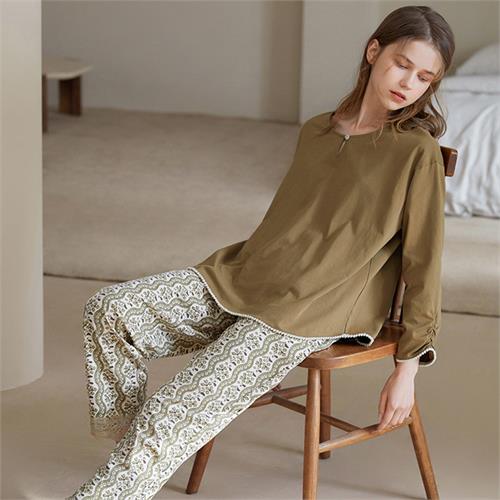 针织纯棉女套装