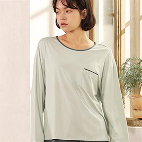 针织棉长袖女套装