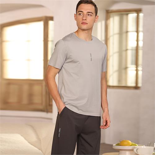 针织棉短袖男套装