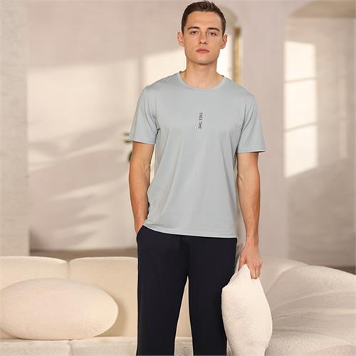 针织棉短袖男套装