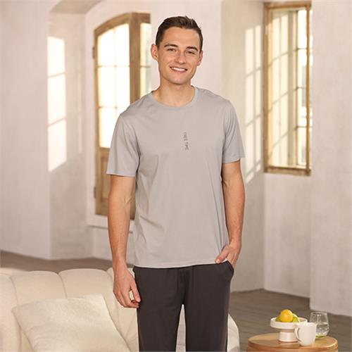 针织棉短袖男套装