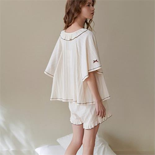 针织提条短袖短裤女套装