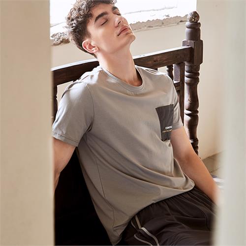 纯棉针织短袖短裤男套装