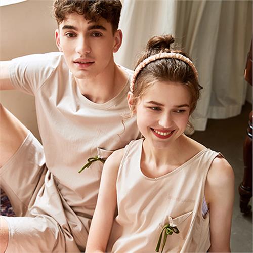 纯棉针织短袖短裤男套装