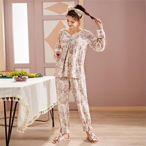 针织印花女套装