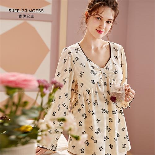 针织印花女套装