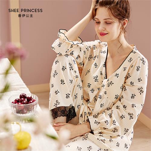 针织印花女套装